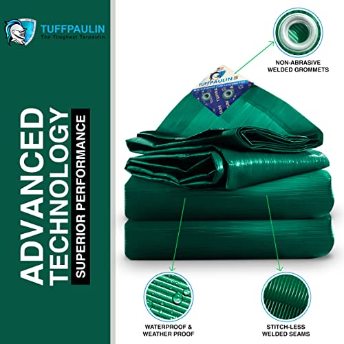 Image of TUFFPAULIN 9FT X 6FT 150 GSM Green Heavy Duty Tarpaulin Tirpal