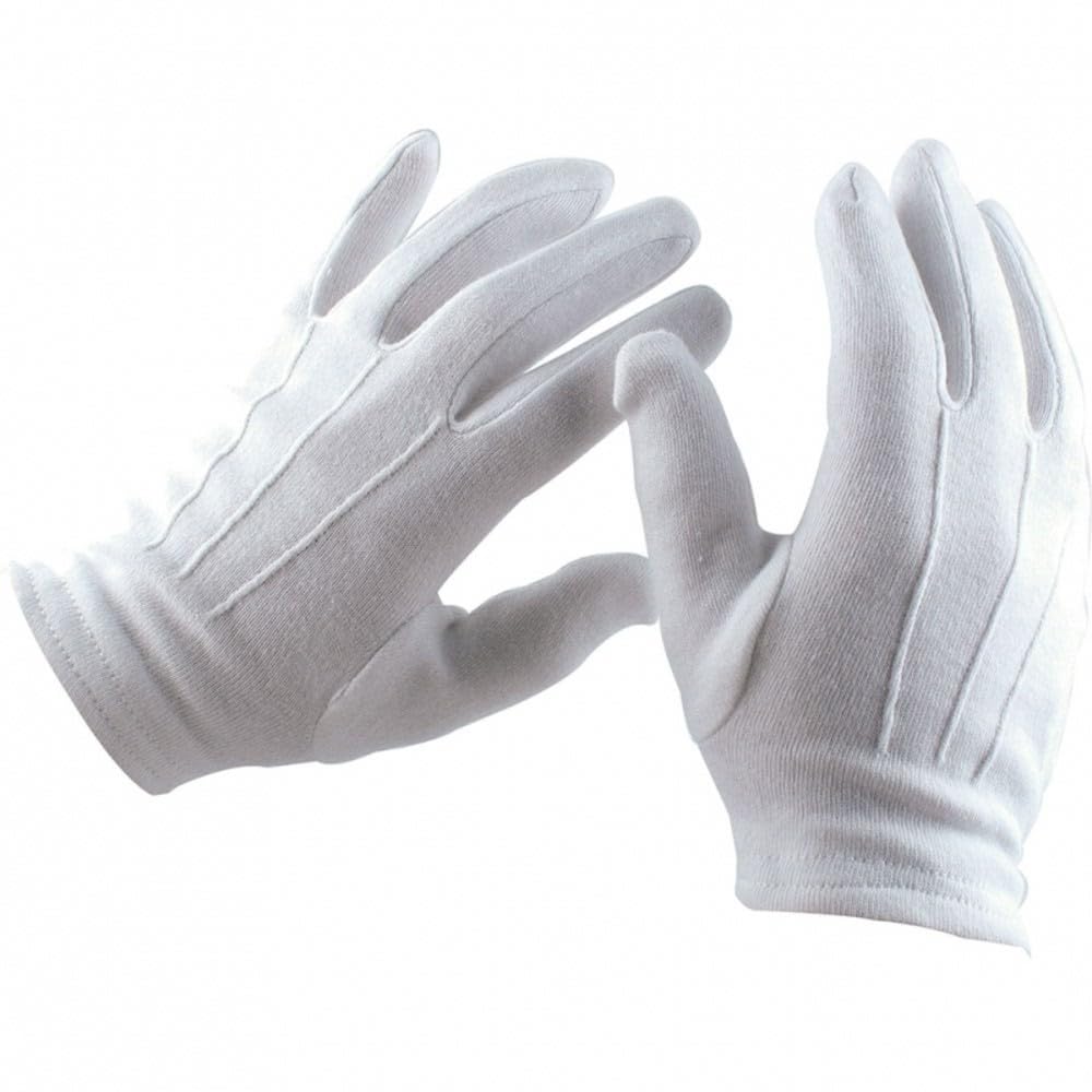 Gants Blancs Cérémonie Parade - 100% Nylon, Lavable Machine - Style Militaire