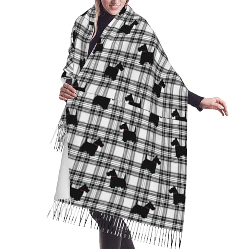 Scottish Terrier Plaid Scotty Dog Pashmina Shawl Scarf Women'S Dress Shawl Wrap Scarf 77