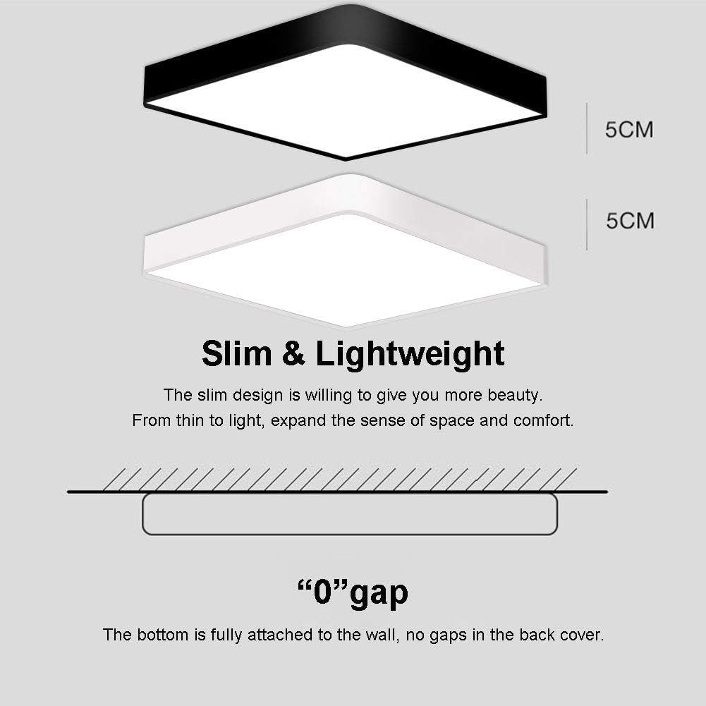 Lampa Sufitowa Led, Nowoczesny Panel Lampy Sufitowej Led Lampa Sufitowa Led Do Salonu Sypialnia Kuchnia Korytarz Balkon Osadzony, White, 90x60cm Tricolor