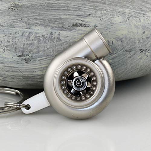 Image of maycom Spinning Turbo Keychain Keyring Turbocharger Turbine Key Chain Ring Keyrings (Matte Silver)