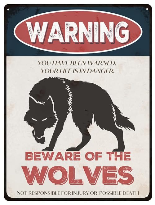Horienteeon Wolf Sign Beware of Wolf Sign 20x30cm Aluminum Warning Signs for House Outdoor Club Yard Fence Funny Animal Signs for Wall Decor