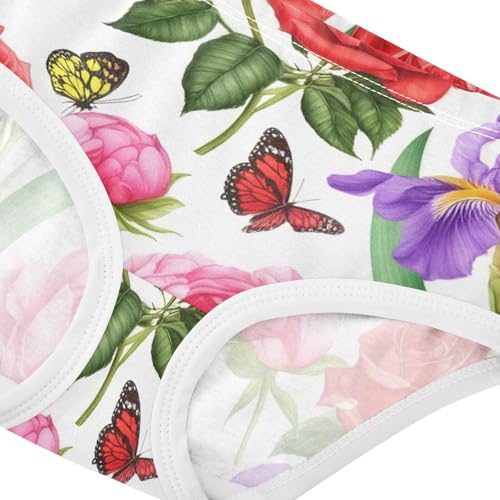 Cotton Toddler Girls Underwear Watercolor Pink Purple Peonies White Panties for Girl Cartoon Briefs Underpants 2t4