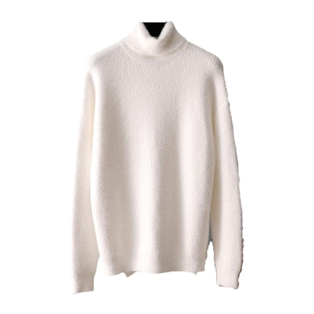 Dolcevita Spessa Lana Cashmere Maglione Pullover Donne Manica Lunga Femminile Casual Grande Maglione Maglione Jumper, bianco, Taglia unica