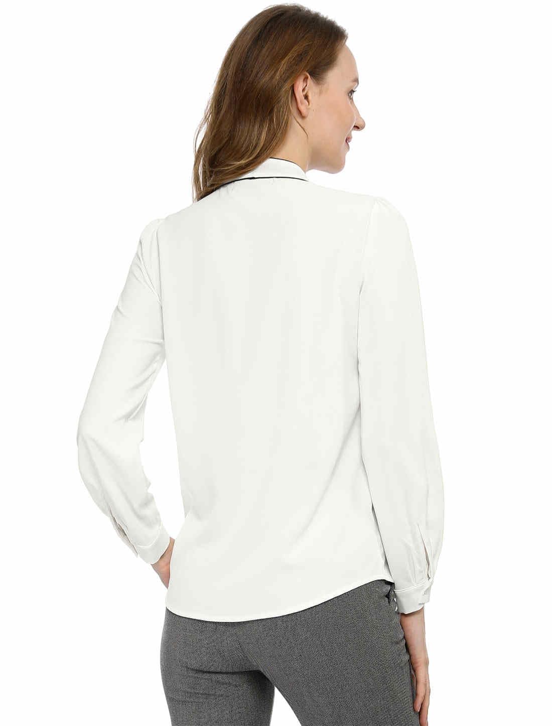 Allegra K Damen Shirt Bluse mit Fliege (1er Pack)