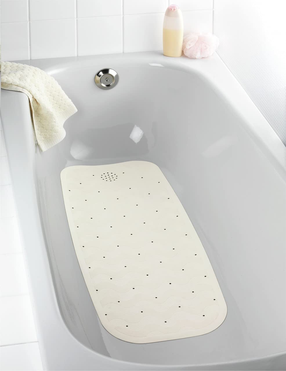 Wenko 84361900 mata do wanny z naturalnego kauczuku, guma, beżowa, 37 x 90 x 1,6 cm