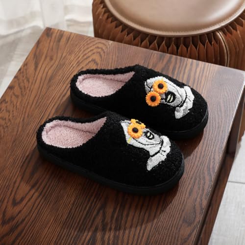 Halloween Clown Slippers – Funny Sunflower Glasses Plush Slippers for Women & Men, Cozy Fuzzy Slip-On House Shoes for Indoor Outdoor, Warm Comfy Bedroom Slides2