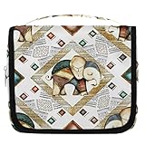 Neceser de viaje de elefante, estilo étnico, elefante, neceser, bolsa de aseo, universidad, artículos de tocador colgantes, cosméticos, organizador de maquillaje, multicolor, talla única