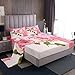 Feelyou Abstract Sheet Set for Girls Boys Kids Modern Abstract Art SheetsÂ withÂ DeepÂ PocketÂ FittedÂ Sheet Room Decorative Pink Flower Pattern BedÂ SheetsÂ Set BeddingÂ Set Queen Size 4Pcs