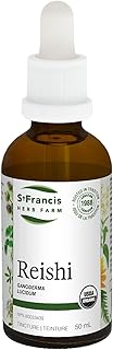 St. Francis Herb Farm Reishi Mushroom Herbal Tincture Liquid | Used as a Tonic for Fatigue & Debility | Helps to Treat Coughs | Organic | Non-GMO | Lactose-Free | (50ml)