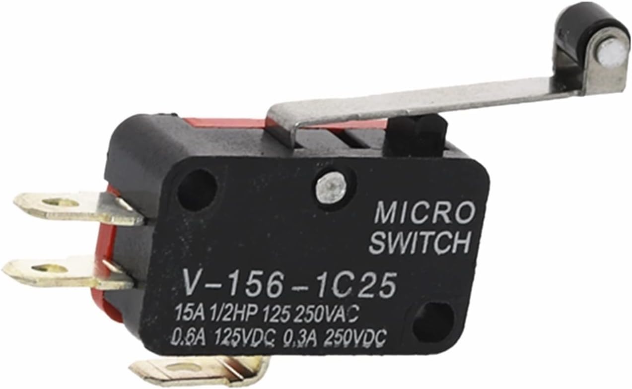 100 piezas interruptor brazo de palanca de rodillo SPDT NO/NC microinterruptor momentáneo V-156-1C25