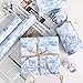 Dtiafu Baby Shower Wrapping Paper Sheets Roll for Boys Girls Kids Blue White Jungle Animals Design Gift Wrap Sheets for Holiday Birthday Baby Shower Party Packing Supplies - Total 28.5sq.ft