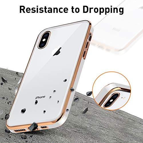 Mowime For Iphone Xs Max Case 6.5 In, Clear Soft Tpu Plating Bumper Anti-Scratch Shockproof Protective Case Cover For Iphone Xs Max 2018 - Elegant White #TOP3