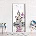 YFXGSTLI Bouddha avec Jolie Orchidée 3D Stickers De Porte Poster De Décoration De Chambre À Coucher PVC Imperméable Autocollants Porte 90X200Cm