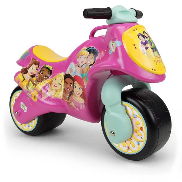 INJUSA - Moto Balance Bike Neox Disney Princesses, Ride On for Children from 18 to 36 Months, with Wide Plastic Wheels, Carry Handle for Parents, Durable and Waterproof Decoration, Pink Colour