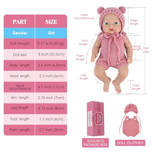 Muñeca bebé mini silicona realista 20 cm Vollence miniatura 4