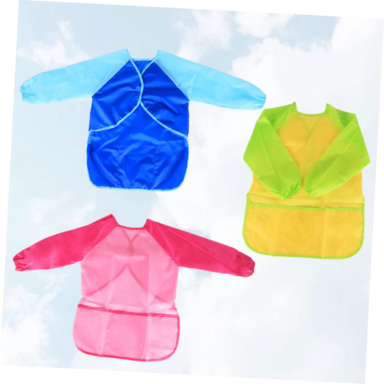 ibasenice 9 Pièces Tablier Smocké Bavoir Smocké Tabliers Pour Enfants Peinture Blouse Dessin Blouse Enfant Art Vêtements De Travail Peinture Vêtements Robe Manteau Enfant Bleu