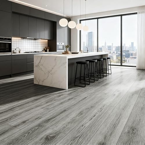 Image of Peel and Stick Vinyl Floor Tile Sample Kit (3-Pack, 12 inchx6 inch) Ash Grey Wood Look,Waterproof, Scratch Resistant for DIY Kitchen, Bathroom, Living Room & RV.