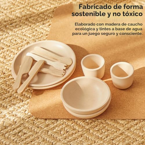 Set de platos, vasos y cubiertos PlanToys para bebés que aprenden a comer solos 6