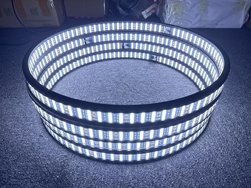 8Rolls PC Rings - 17.5'' Bright White Double Side Quad Row Rim Lights Pure White LED Wheel Ring Light Rocker Switch/Remote Ctrl for Car Truck