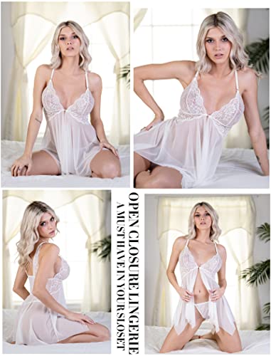 Avidlove Wedding Lingerie For Women Lace Babydoll Strap Chemise Sleepwear Honeymoon Nightwear White #TOP2