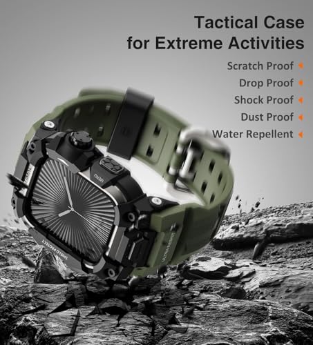 Image of ULTIMAL Rugged Case with Band for Apple Watch 46mm,Compatible with Apple Watch Series 11 /10, Military Grade Shockproof Bumper Cover for iWatch Tactical Band Men (Army Green, 46mm)