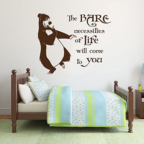 Wall Decal Quote The Bare Necessities of Life Will Come to You Jungle Book Mowgli and Baloo Jungle Dance Rudyard Kipling Book Bear Vinyl Sticker Nursery Children's Room Kids Murals Home Décor A599