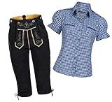 Verfügbare Farben der Trachtenlederhose: schwarz Trachtenbluse Mala: Grün weiß, Rot weiß, Blau weiß, Rosa weiß, Lila weiß kariert