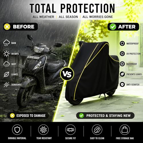 Image of SafeCovers Bike Body Cover for Apache RTR160 Cover for Rain & Dust | Water Resistant, Dustproof, UV Protection, Scratchproof | Heavy Duty Outdoor Motorcycle Cover with Elastic & Windproof Design
