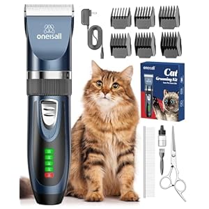 oneisall Cat Clippers for Matted Hair, Quiet Cat Shaver for Long Hair, Cordless Cat Hair Trimmer for Grooming, 2 Speed Pet Shaver Cat Grooming Kit for Cats Small Dogs Animals (Blue)