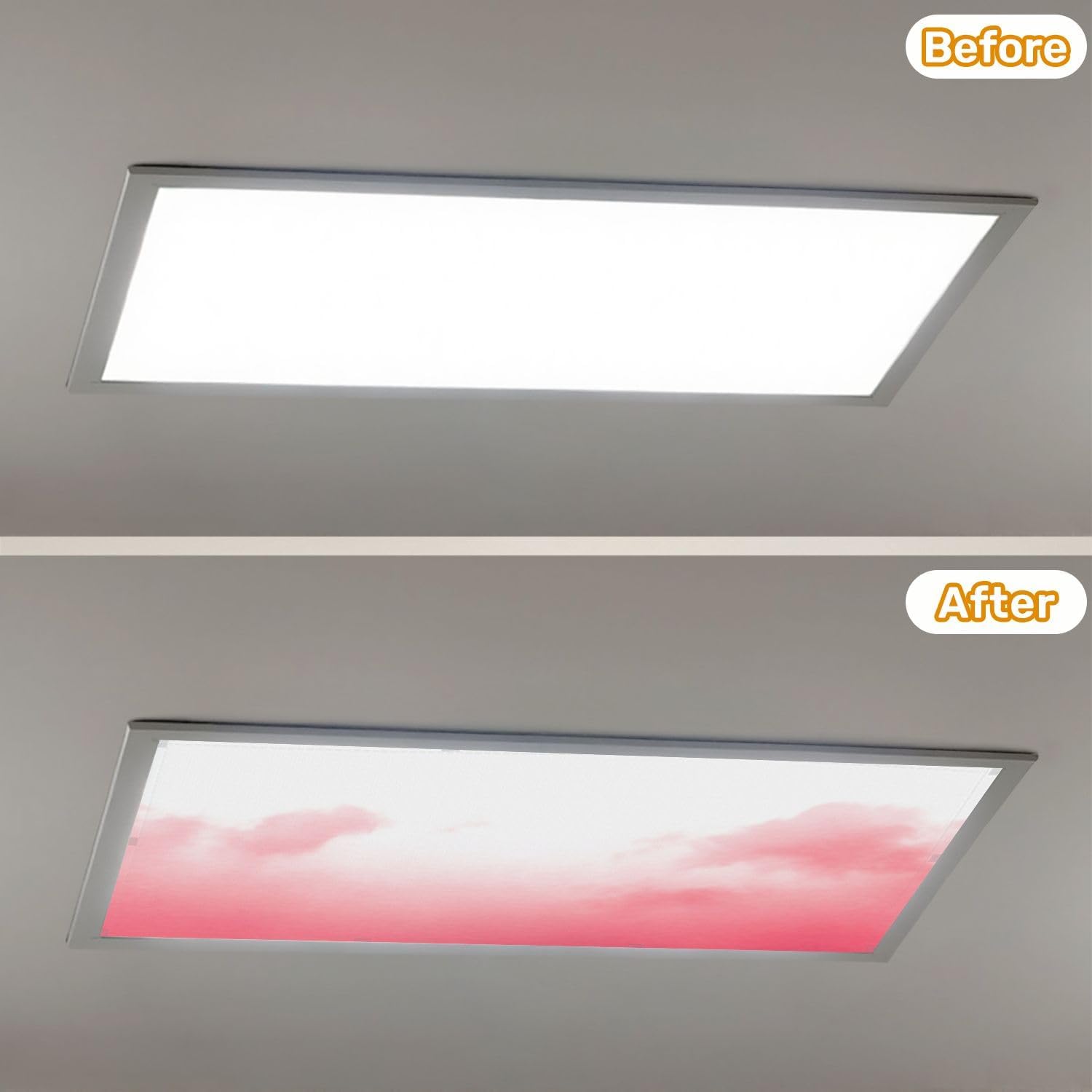 Fluorescent Light Covers for Ceiling Lights Valentine s Pink Watercolor Pink Easy to Install Magnetic Light Filter for Classroom Office Hospitals School Home Decor