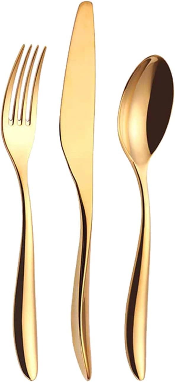 Flatware Sets Gold Knife Fork Spoon Set Cutlery Tableware Stainless Steel Dinnerware Set Luxury Flatware Set Zero Waste Kitchen Device Sets Decoration