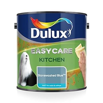 Dulux Easycare Kitchen Matt Emulsion Paint For Walls And Ceilings - Stonewashed Blue 2.5 Litres