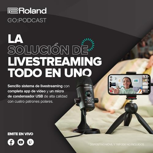 Roland Estudio de podcasting de vídeo para Smartphones GO:Podcast | Sencillo Sistema de livestreaming para podcasters, videobloggers y más | Intuitiva App de vídeo | Micrófono USB - imagen 2
