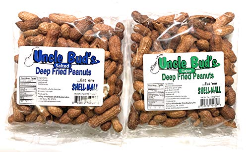 Deep Fried Peanuts | Eat 'Em Shell-n-all | 7 oz. | 2 Pack (Salted and Cajun)