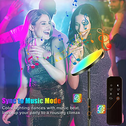 Rgbcw Led Floor Lamp, Upgraded 24W Super Bright Color Changing Sky Torchiere Floor Lamps For Living Room Bedroom With Remote, 2700K-6500K Dimmable Rgb Floor Light, Modern Music Sync Tall Standing Lamp #TOP5
