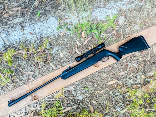 Air Rifle 4.5/5.5mm Caliber Hunting Pellet Gun .177 / .22 Safety 500/600 FPS 4x32 Scope and 200 Pack of Caliber (.22/5.5mm Scope Package)