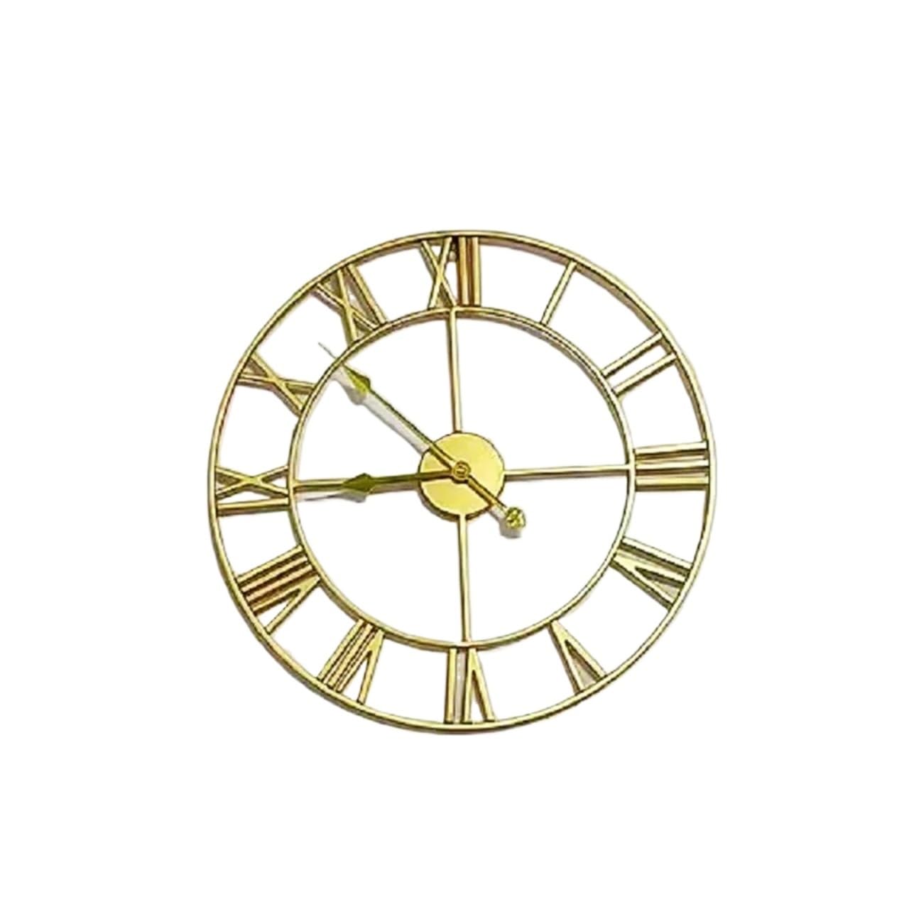 Ubohuz Gold Metal Roman Numeral Wall Clocks For Patio, Pool, Garden