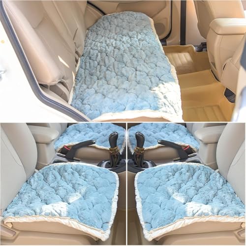 Aoasious かわいい軽自動車用シートカバー3点セット グレーおしゃれシートクッション 後部座席 座布団 車用カー用品 (ブルー)