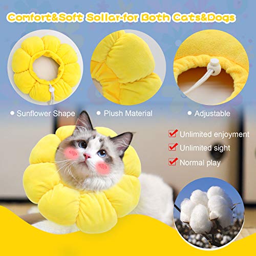 HYLYUN Cat Recovery Collar Cute Sun Flower Neck Cat Cones After