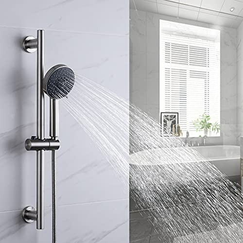 KES Adjustable Shower Head with Slide Bar, 5-Function Handheld Sliding Shower Head with Extra Long Hose Wall Mount Brushed Finish, F204-BS-C1 by KES - Image 2
