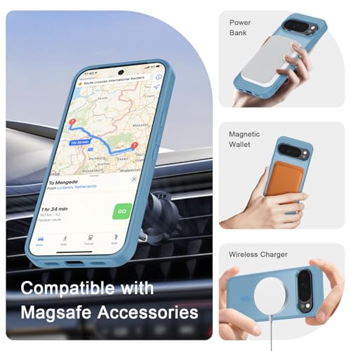 Image of for Google Pixel 10 /10 Pro Case, Matte Magnetic Phone Cover [with 1 Screen Protector] [Support for MagSafe] [Shockproof Military Grade Protection] Translucent Frosted Back, Lavender Purple