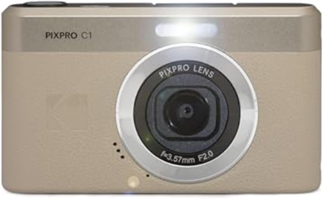 Kodak PIXPRO C1 Friendly Zoom Digital Camera - 13MP Compact Point and Shoot with 2.8” 180° Tilt LCD Flip Screen, Retro Vintage Design with 4X Zoom and 1080P Full HD Video for Travel, Vlogging, Tan - Image 2
