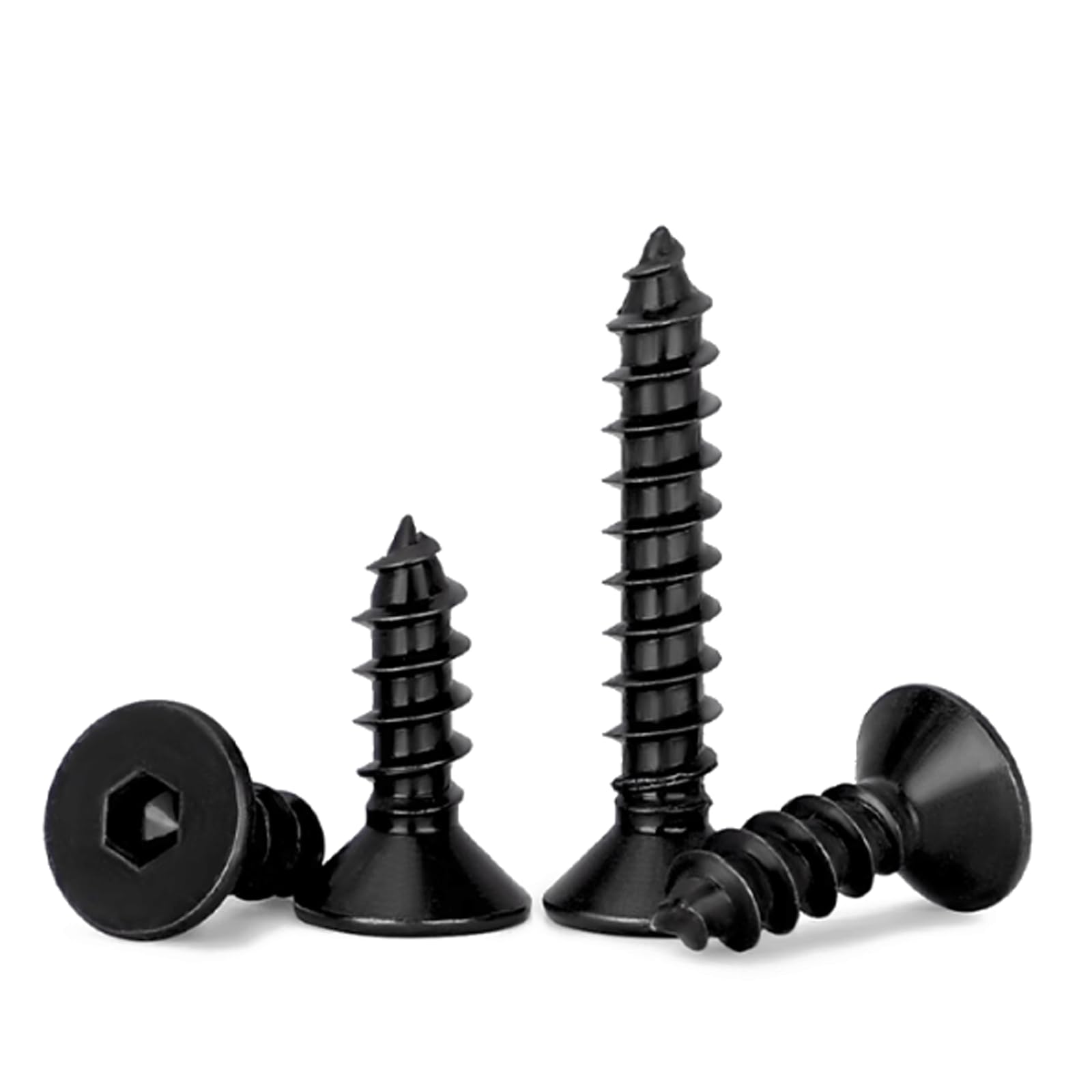 Tornillos de fijación M3 M4 M5 Tornillo de rosca hexagonal chapado en negro 100 piezas Tornillo autorroscante de cabeza plana Allen Tornillos