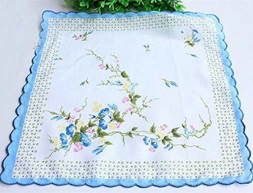 Forlisea Womens Beautiful Cotton Floral Handkerchief Wendding Party Fabric Hanky 10pcs 4