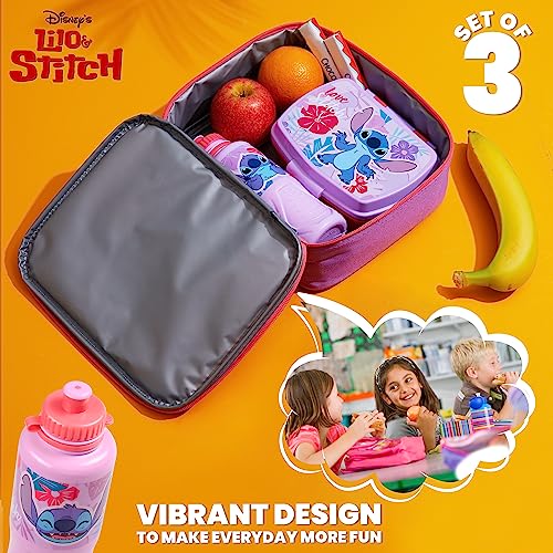 Disney Stitch Kids Lunch Box 3 Piece Set Insulated Lunch Bag Snack Box BPA Water Bottle School Travel Official Merchandise Stitch Gifts