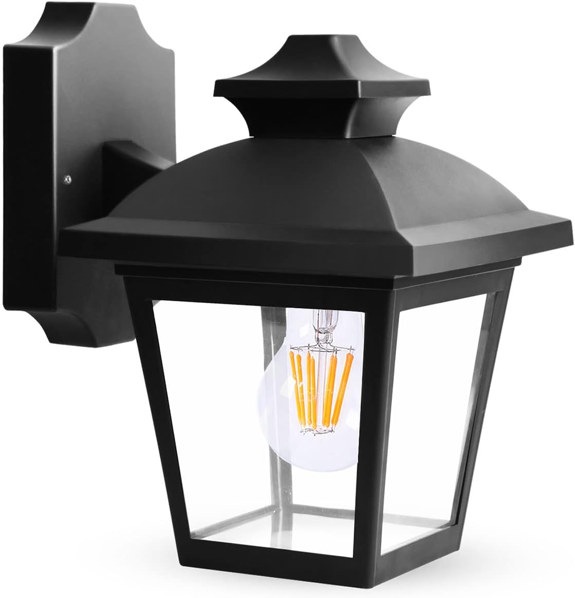 FUDESY Outdoor Wall Lanterns, 3000K Dimmable LED Edison FilamentBulb Included, Anti-Corrosion Plastic Materials, Black, P746-E26