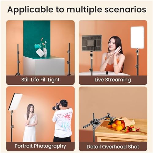 Image of GiftMax 11 inch LED Video Soft Light Panel, for Studio Photography | Video Recording | Conference | YouTube,2700K-5700K CRI95+ | with Remote Control (Camera Light with 7Ft Stand)