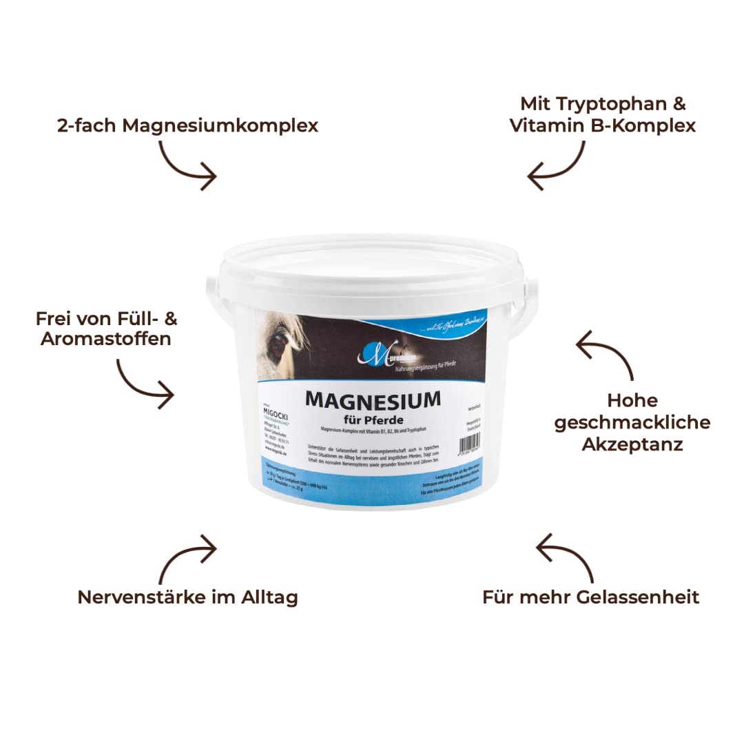 MIGOCKI Magnesium für Pferde Futterergänzung getreidefreies Pulver 1,5 kg