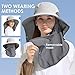 Outdoor Sun Hat Detachable Neck Face Flap UPF 50+UV Protection Visor Fishing Hats with Neck Flap for Men & Women Light Grey